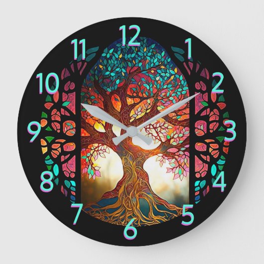 Baum aus festem Glas Große Wanduhr (Vorderseite)