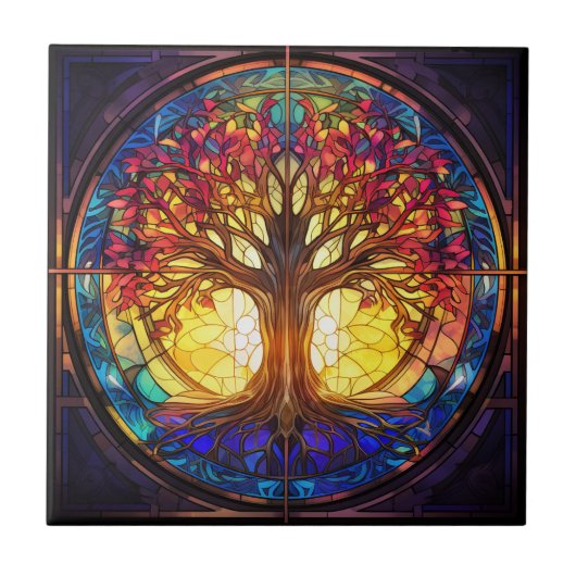 Baum aus festem Glas - Keramik Fliese (Vorderseite)