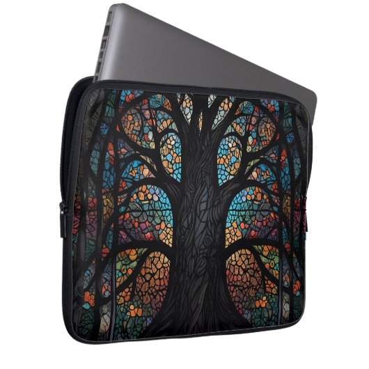 Baum aus lebenserhaltendem Glas Mosaik Kunst Laptopschutzhülle (Vorne Rechts)