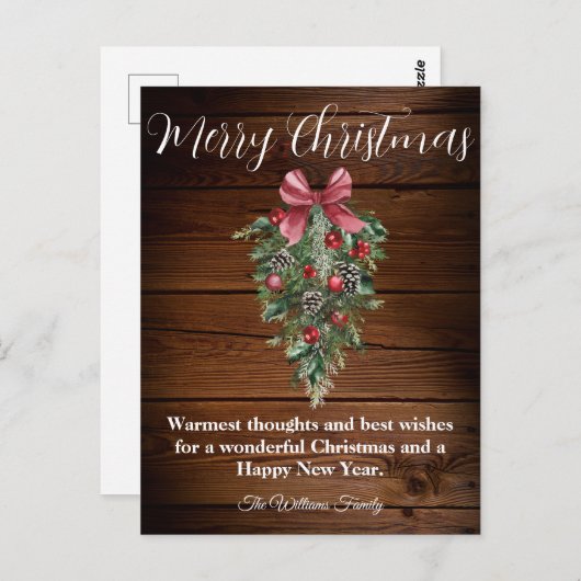 Baum aus rustikalem Holz, Aquarellbaum Postkarte (Vorne/Hinten)