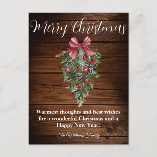 Baum aus rustikalem Holz, Aquarellbaum Postkarte (Vorderseite)