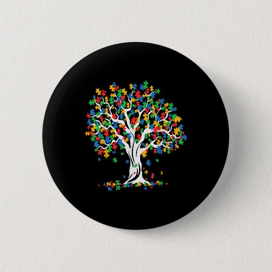 Baum Autismus Aufklärung Monat Sonnenstich Button (Vorderseite)