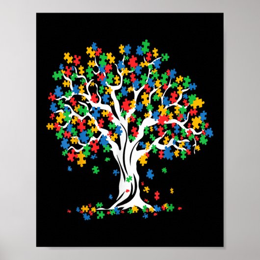 Baum Autismus Aufklärung Monat Sonnenstich Poster (Vorne)