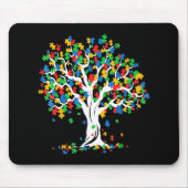 Baum Autismus Aufklärung Monat Spaß ASD Unterstütz Mousepad (Vorne)