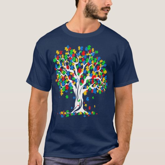 Baum Autismus Bewusstseinsmonat T-Shirt (Vorderseite)