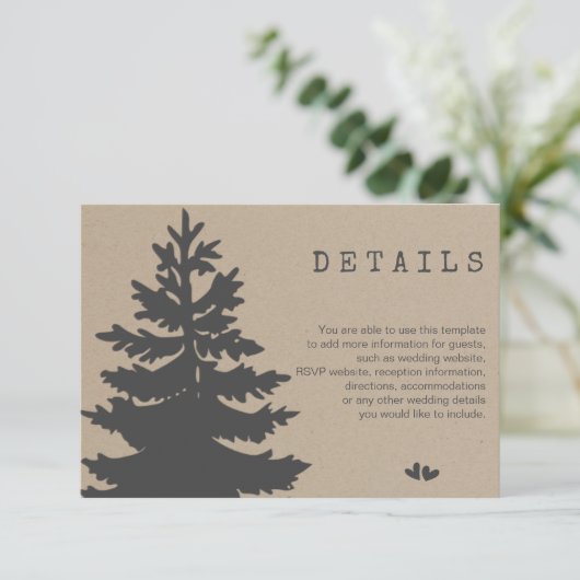 Baum | Bergwaldlandwald - Hochzeiten Details Begleitkarte (Stehend Vorderseite)