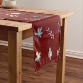 Baum-Blätter botanisch elegante Blue Aquarell Kurzer Tischläufer (Beispiel)