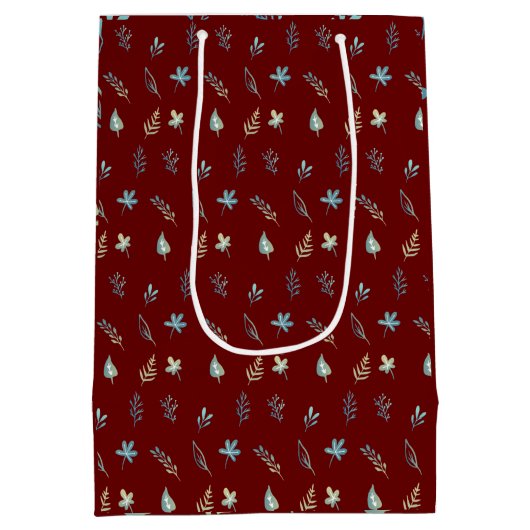 Baum-Blätter botanisch elegante Blue Aquarell Mittlere Geschenktüte (Rückseite)