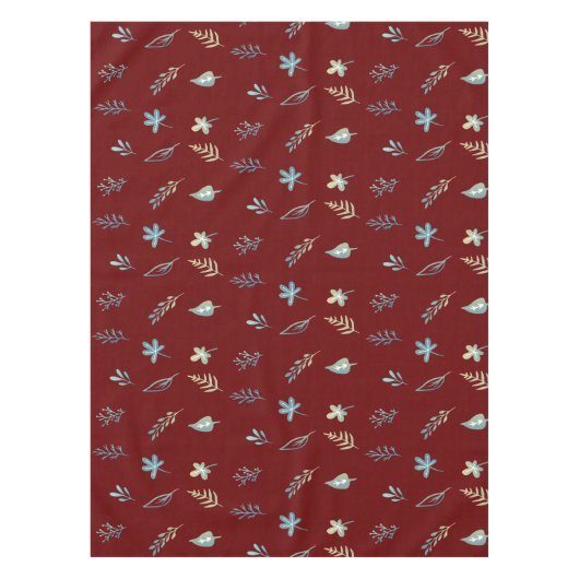 Baum-Blätter botanisch elegante Blue Aquarell Tischdecke (Vorderseite)