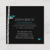 Baum-Blau-Vögel *~* Baumzüchter-Baum-Doktor-Birke Quadratische Visitenkarte (Rückseite)