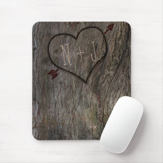 Baum + Carved Herz rustic Country Mouse Pad Mousepad (Mit Mouse)