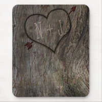 Baum + Carved Herz rustic Country Mouse Pad