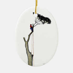 Baum Chirurg Arborist am Werk zur Zeit Chainsaw Gi Keramikornament