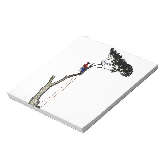 Baum Chirurg Arborist am Werk zur Zeit Chainsaw Gi Notizblock (Rotiert)