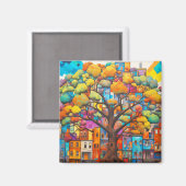 Baum Civilization Concept Abstrakte farbenfrohe Ma Magnet (Vorderseite/Rückseite)