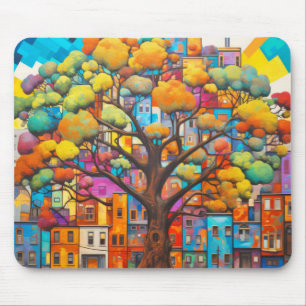 Baum Civilization Concept Abstrakte farbenfrohe Ma Mousepad