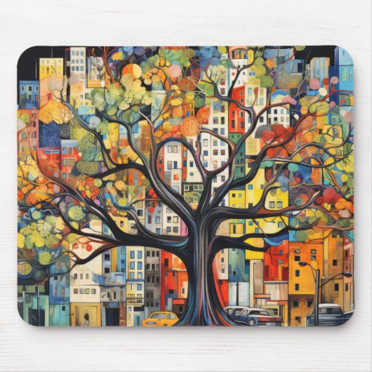 Baum Civilization Concept Abstrakte farbenfrohe Ma Mousepad (Vorne)