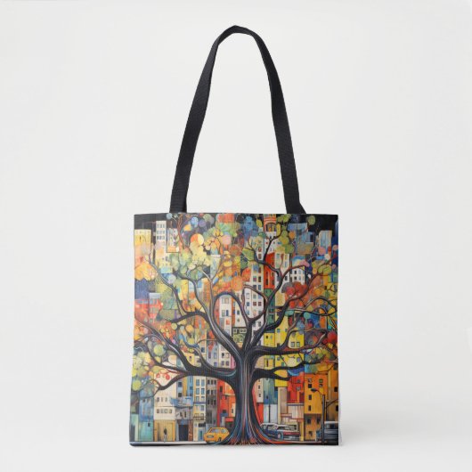 Baum Civilization Concept Abstrakte farbenfrohe Ma Tasche (Vorderseite)