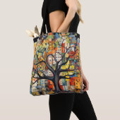 Baum Civilization Concept Abstrakte farbenfrohe Ma Tasche (Von Nahem)