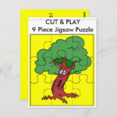Baum, CUT & PLAY 9 Stück Jigsaw Puzzle Postkarte (Vorne/Hinten)