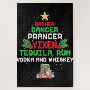 Baum-Dasher-Tänzer-Prancer-Vixen-Tequila-Whisky Puzzle