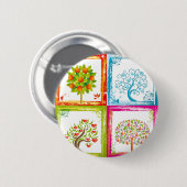 Baum deckt 2x2 mit Ziegeln Button (Vorne & Hinten)