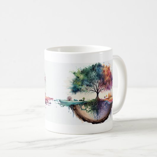 Baum der Aquarellreflektion Kaffeetasse (VorderseiteRechts)