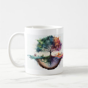 Baum der Aquarellreflektion Kaffeetasse