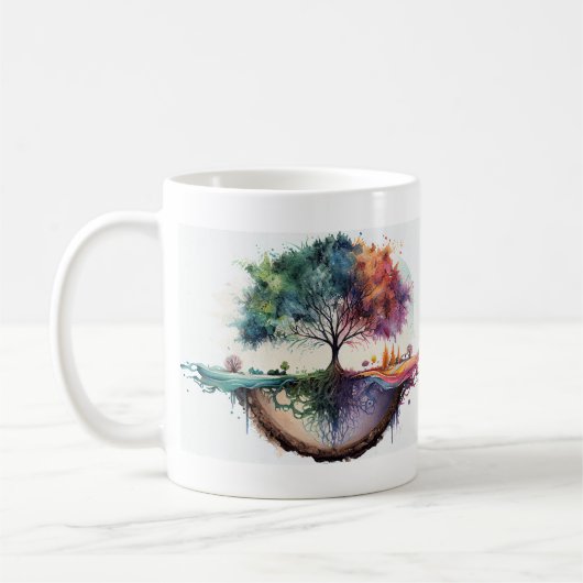 Baum der Aquarellreflektion Kaffeetasse (Links)