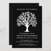 Baum der Beerdigung Gedenkstätte Schwarz-Weiß Einladung (Vorne/Hinten)