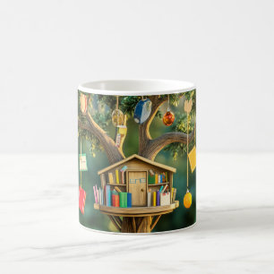 "Baum der Erkenntnis" mit hängenden Büchern Kaffeetasse