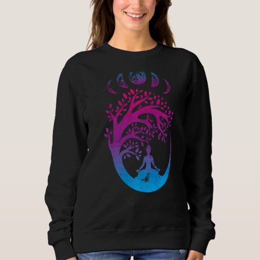 Baum der geistigen Mondphasen des Lebens für Yoga Sweatshirt (Vorderseite)