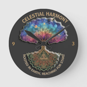 Baum der himmlischen Harmonie - Kosmisches Meditat Runde Wanduhr