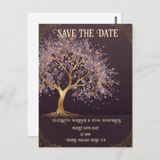 Baum der Hochzeit Postkarte (Vorne/Hinten)