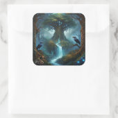 Baum der keltischen Knüpfarbeit Ravens Quadratischer Aufkleber (Tasche)