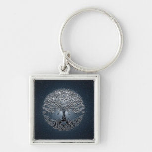 Baum der Leben-blauer Himmel-friedlichen Nacht Schlüsselanhänger
