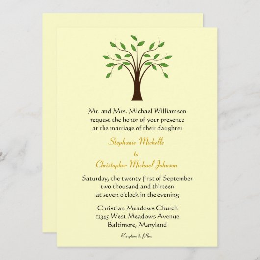 Baum der Leben-einfachen symbolischen Einladung (Vorne/Hinten)