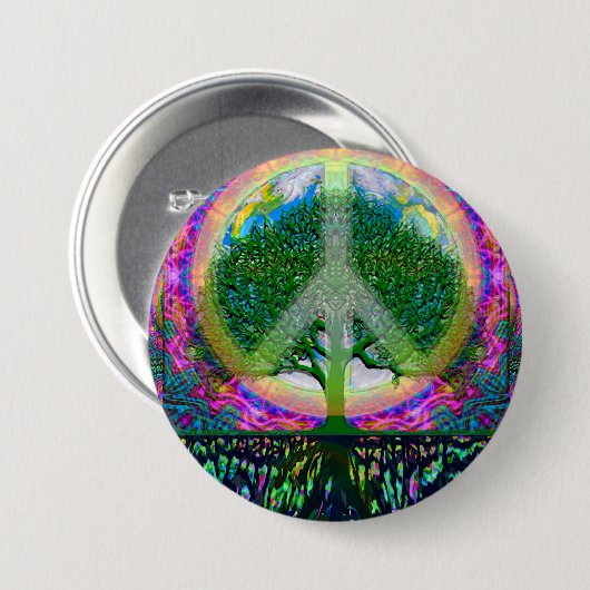 Baum der Leben-Einheit und des Friedens Button (Vorne & Hinten)