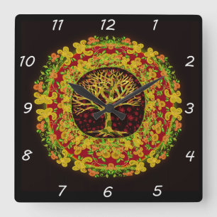Baum der Leben-konstanten Änderung Quadratische Wanduhr