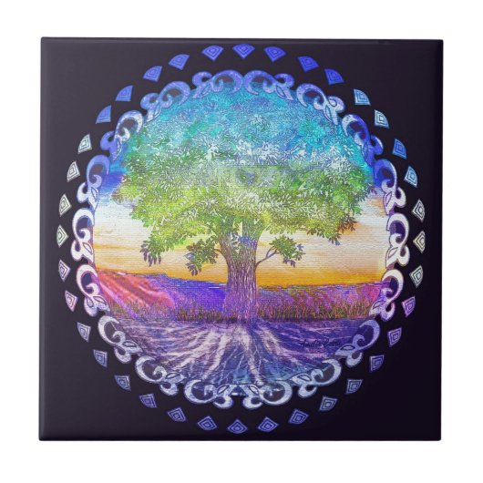 Baum der Leben-Liebe, Frieden, Balance Fliese (Vorderseite)