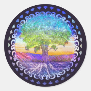 Baum der Leben-Liebe, Frieden, Balance Runder Aufkleber