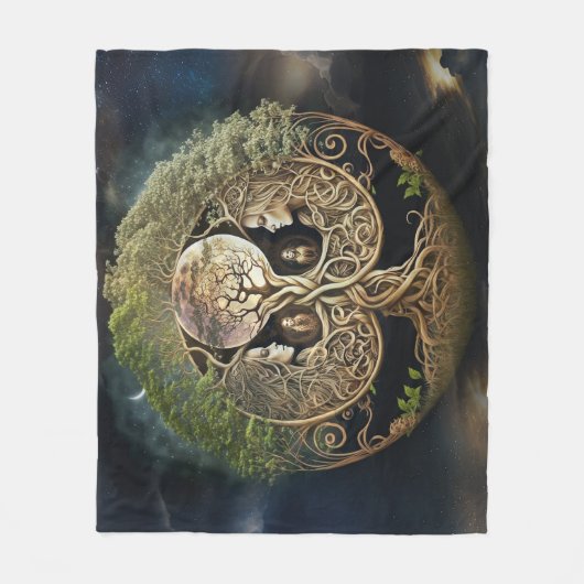 Baum der Lebensgöttin und des Mondes Fleecedecke (Vorderseite)
