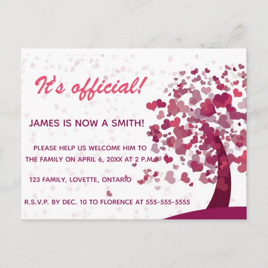 Baum der Liebe Adoption Feier Einladung (Vorderseite)