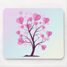 Baum der Liebe des Herzens Rosa Pastelfarben Mousepad