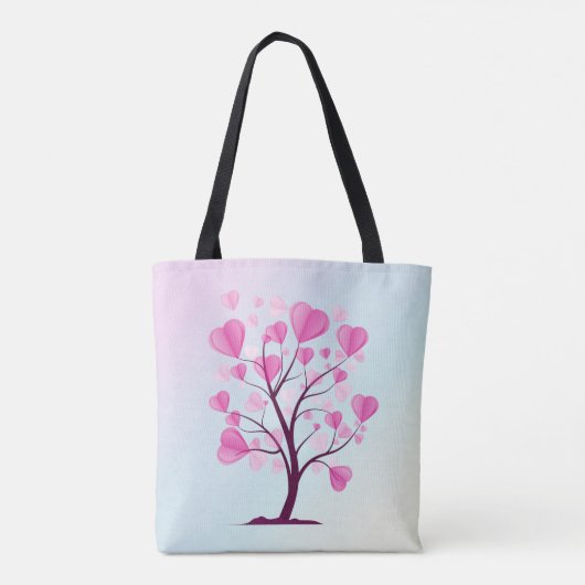 Baum der Liebe des Herzens Rosa Pastelfarben Tasche (Rückseite)