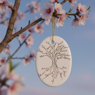 Baum der Liebe Niedlich bedeutsames Personalisiert Keramik Ornament