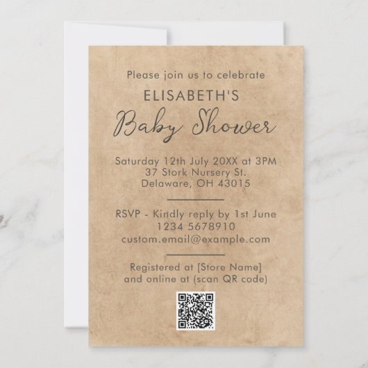 Baum der Liebe Sinnvolle Personalisierte Babydusch Einladung (Rückseite)