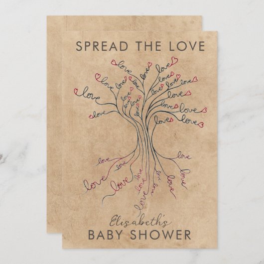 Baum der Liebe Sinnvolle Personalisierte Babydusch Einladung (Vorne/Hinten)