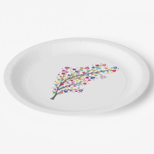 Baum der Liebe und Harmonie Pappteller (Schrägansicht)