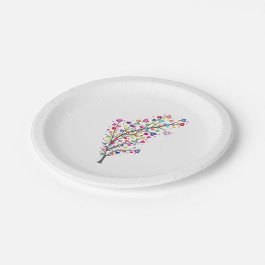 Baum der Liebe und Harmonie Pappteller (Schrägansicht)